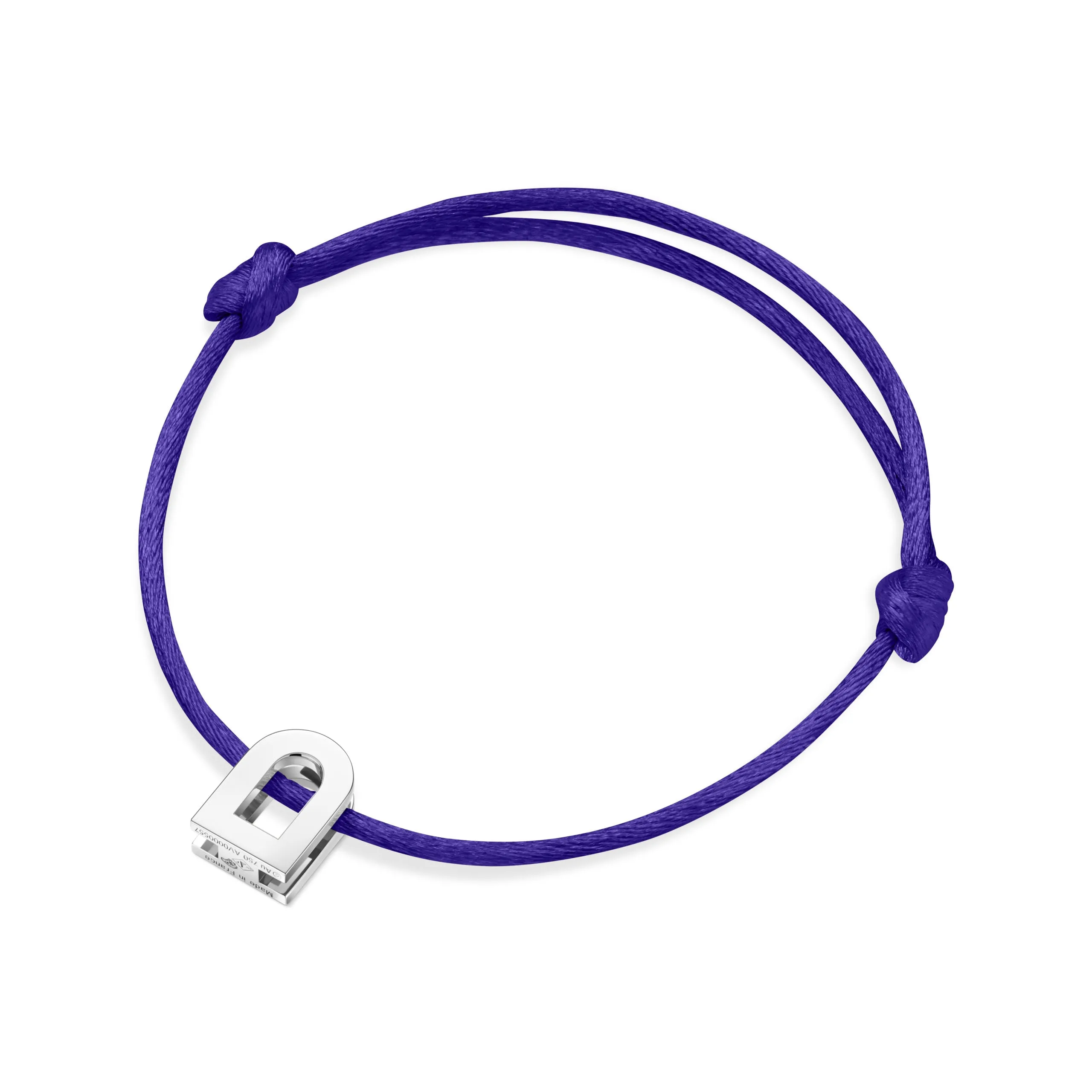 L'Arc Voyage Charm PM, Platinum on Silk Cord Bracelet