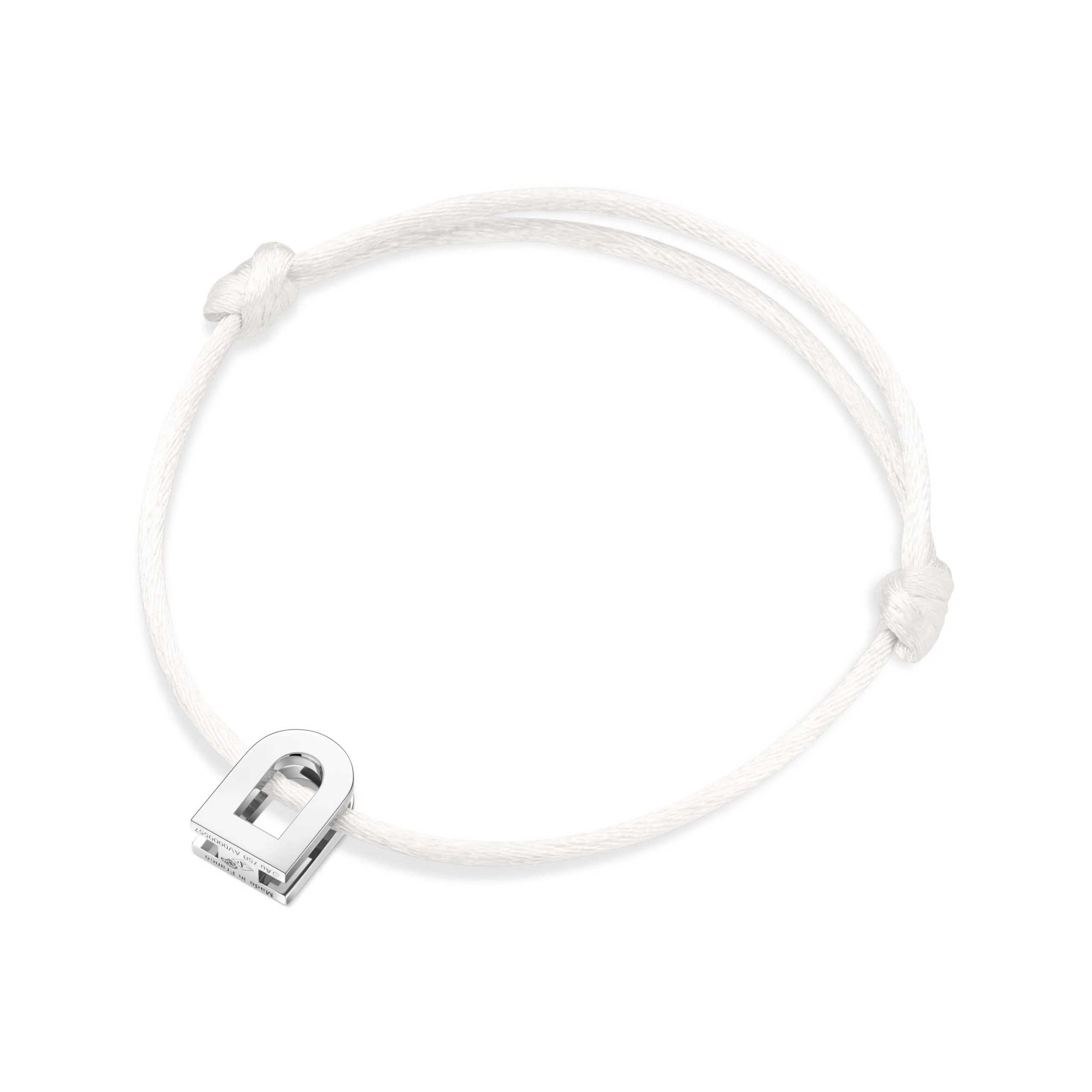 L'Arc Voyage Charm PM, Platinum on Silk Cord Bracelet