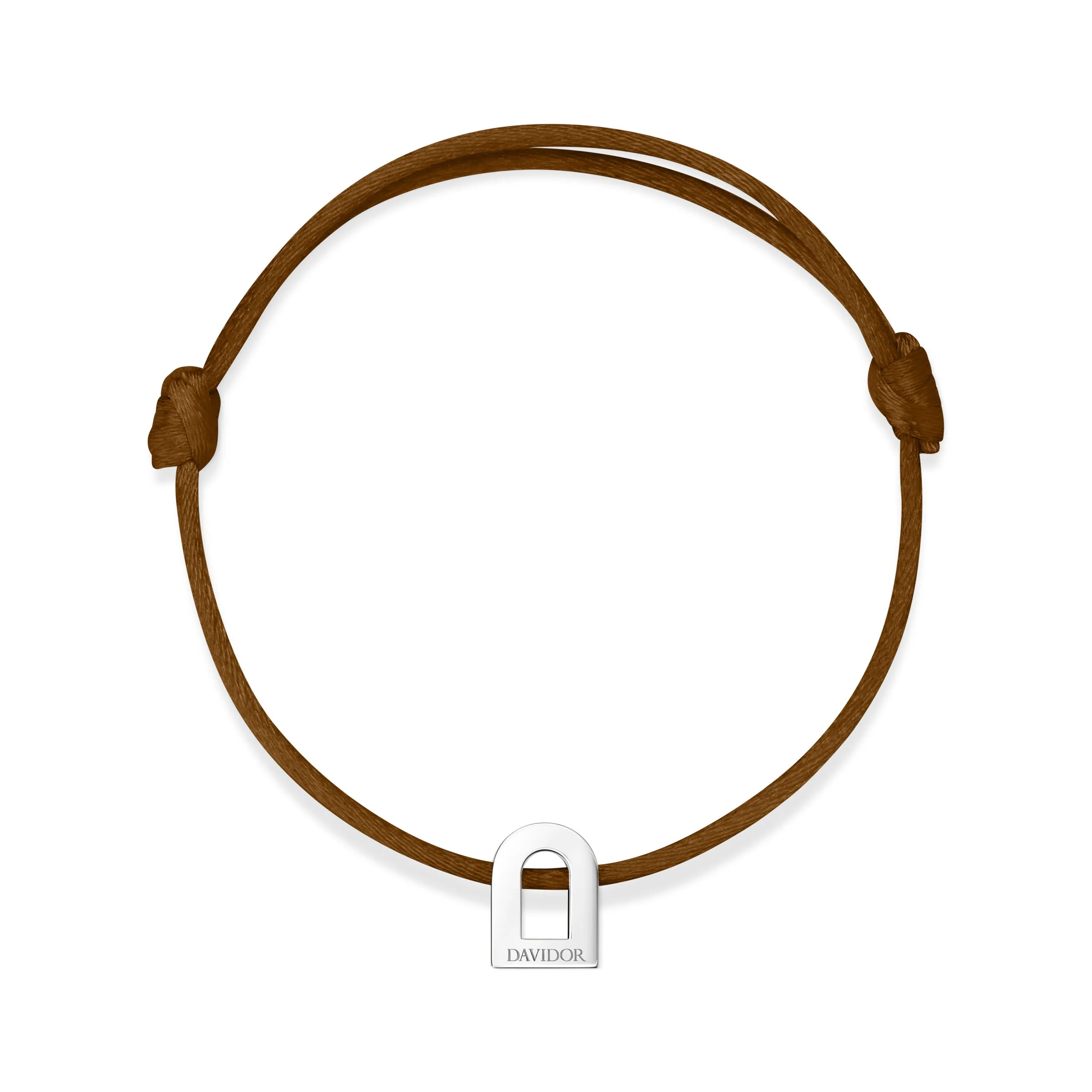 L'Arc Voyage Charm PM, Platinum on Silk Cord Bracelet