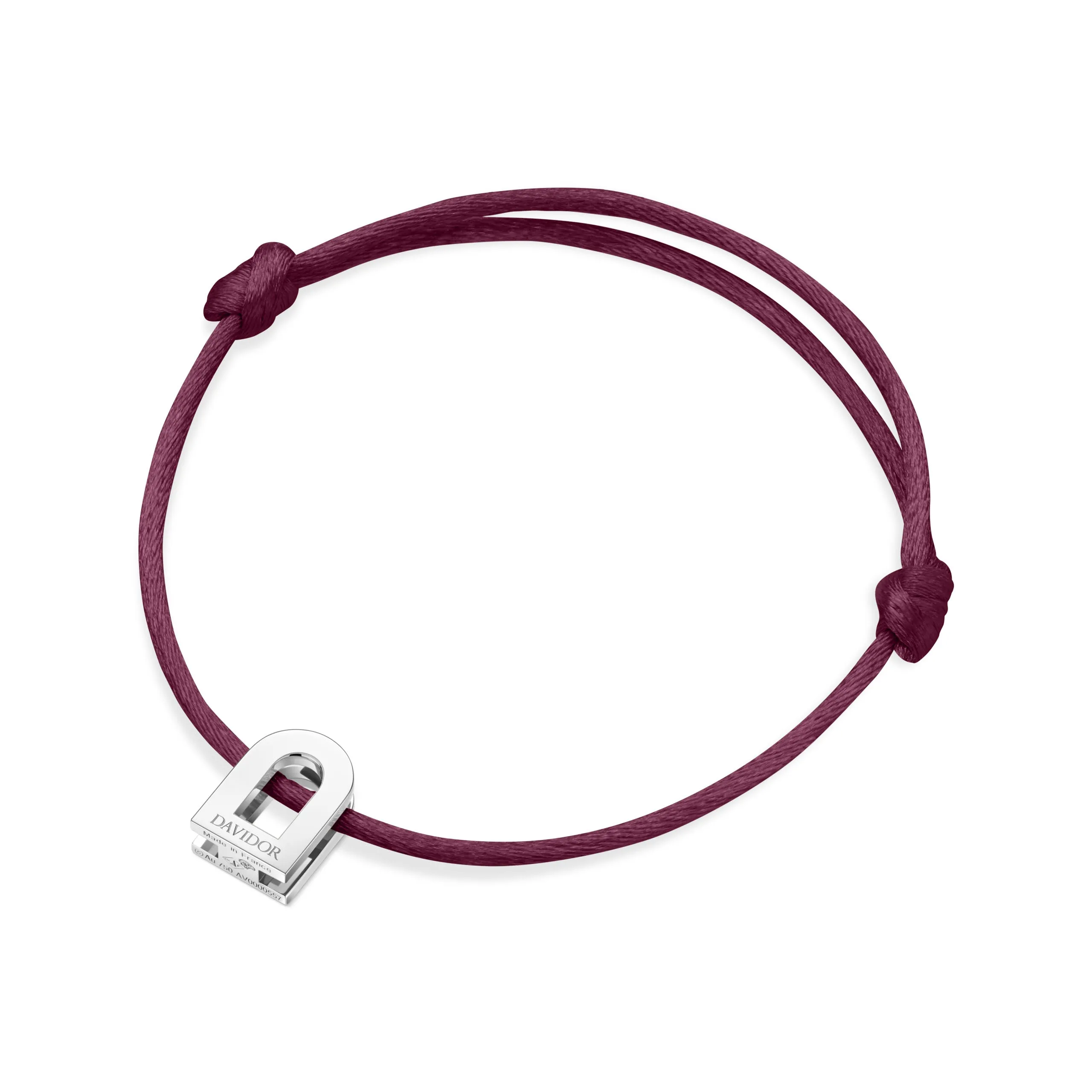 L'Arc Voyage Charm PM, Platinum on Silk Cord Bracelet