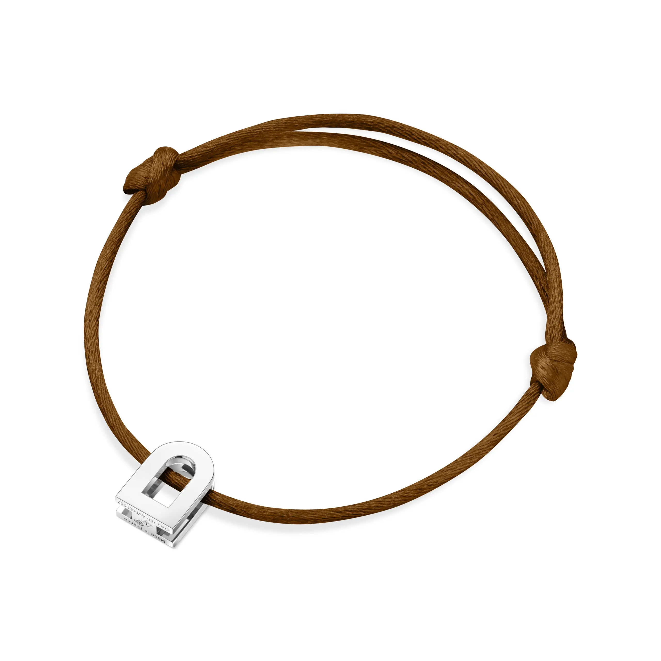 L'Arc Voyage Charm PM, Platinum on Silk Cord Bracelet