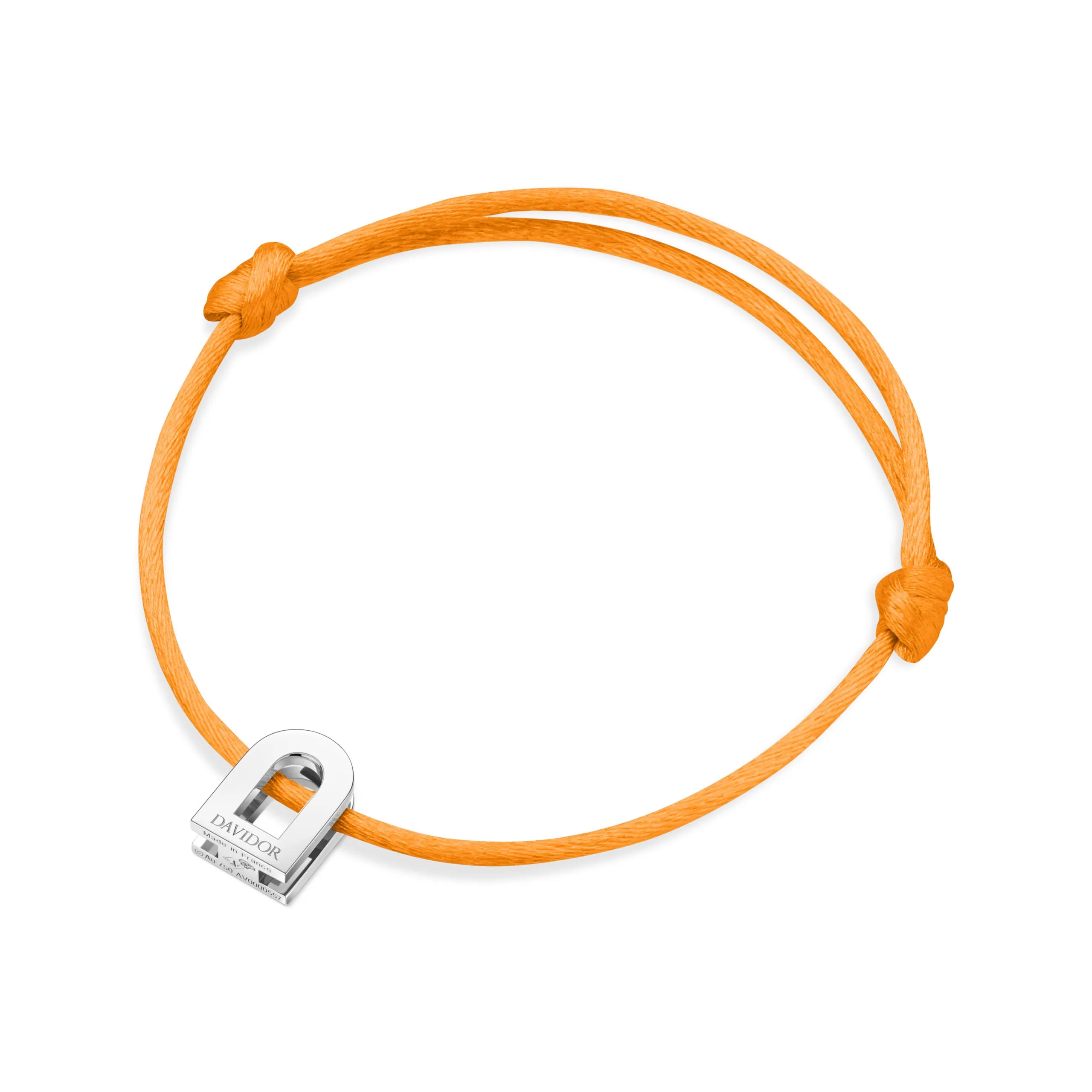 L'Arc Voyage Charm PM, Platinum on Silk Cord Bracelet