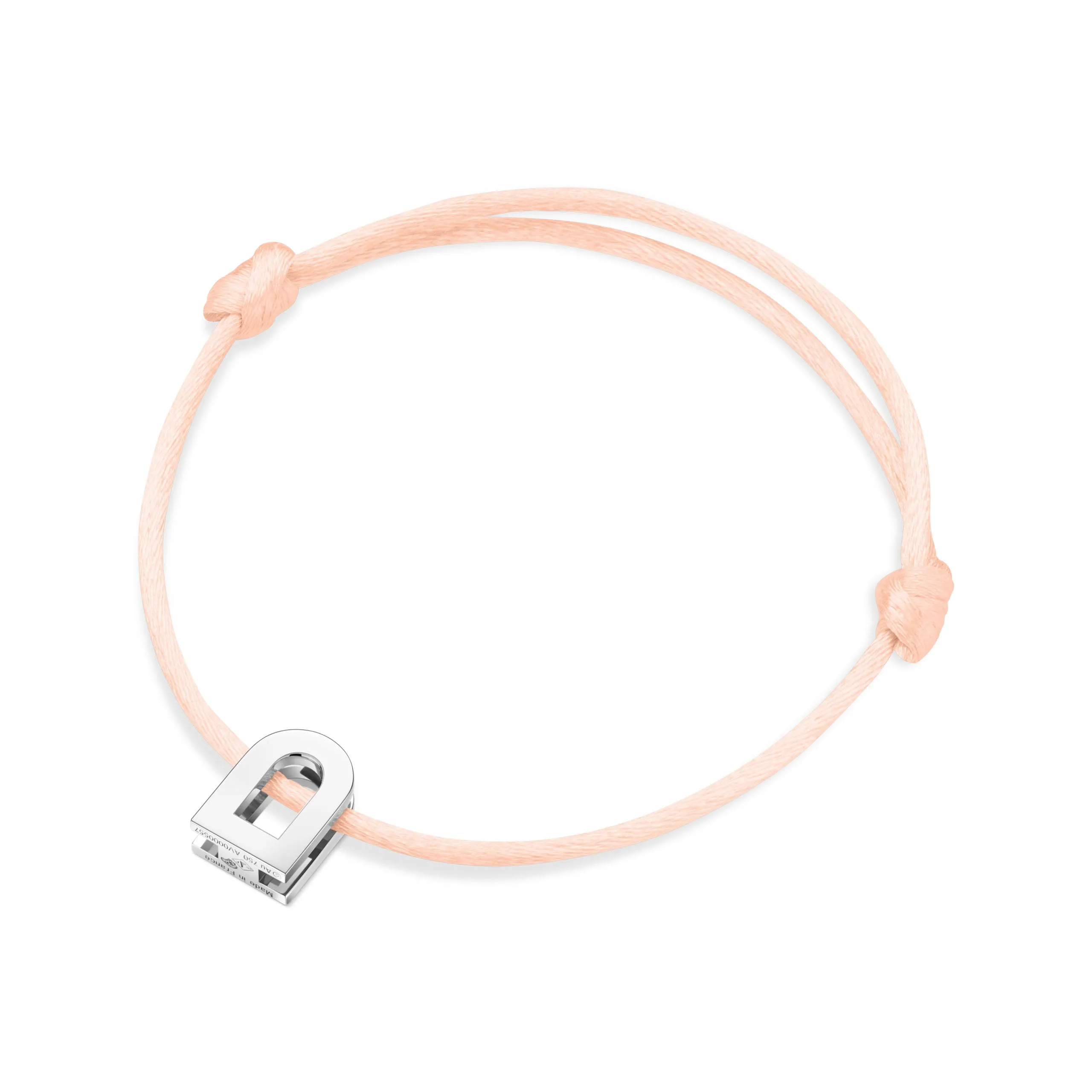 L'Arc Voyage Charm PM, Platinum on Silk Cord Bracelet