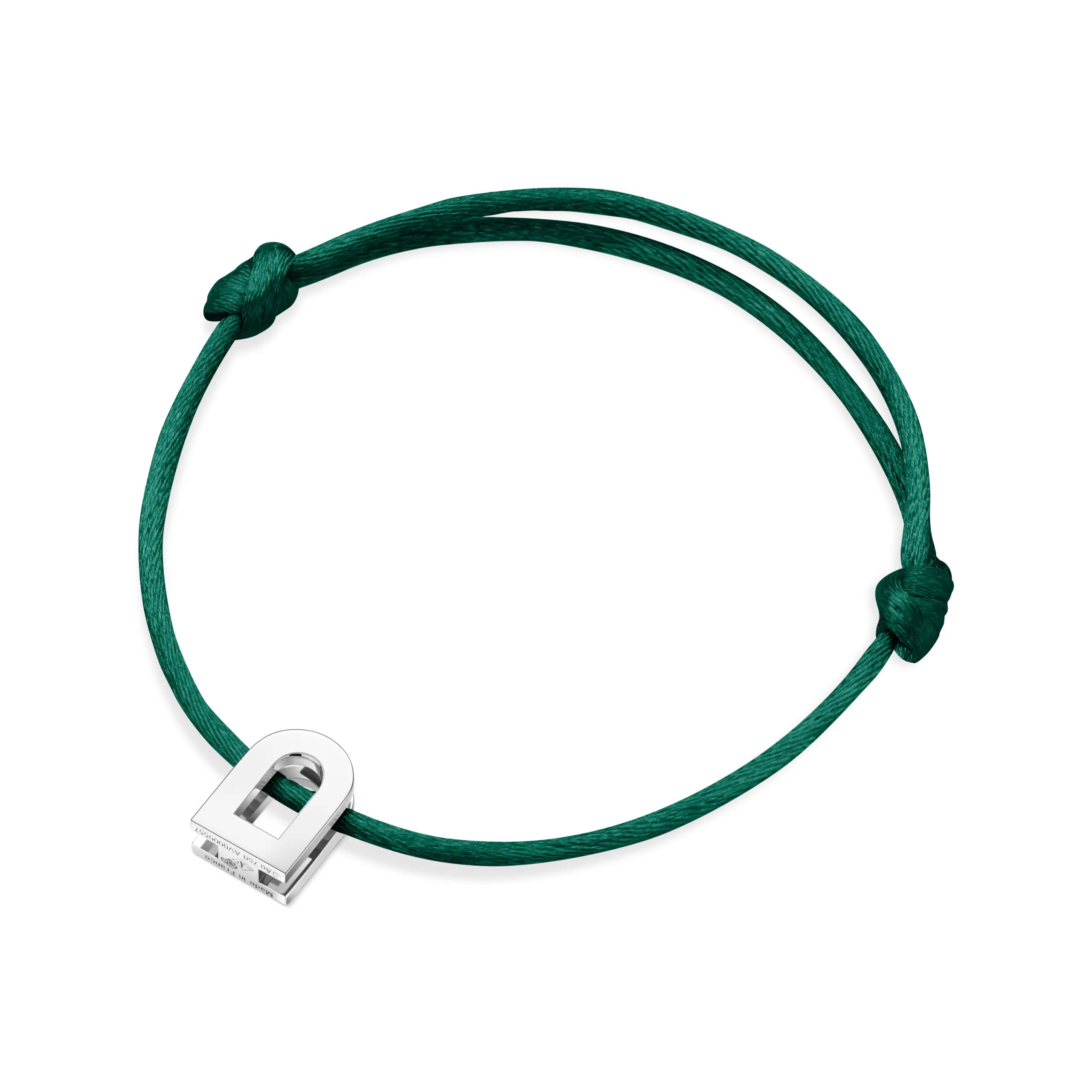 L'Arc Voyage Charm PM, Platinum on Silk Cord Bracelet