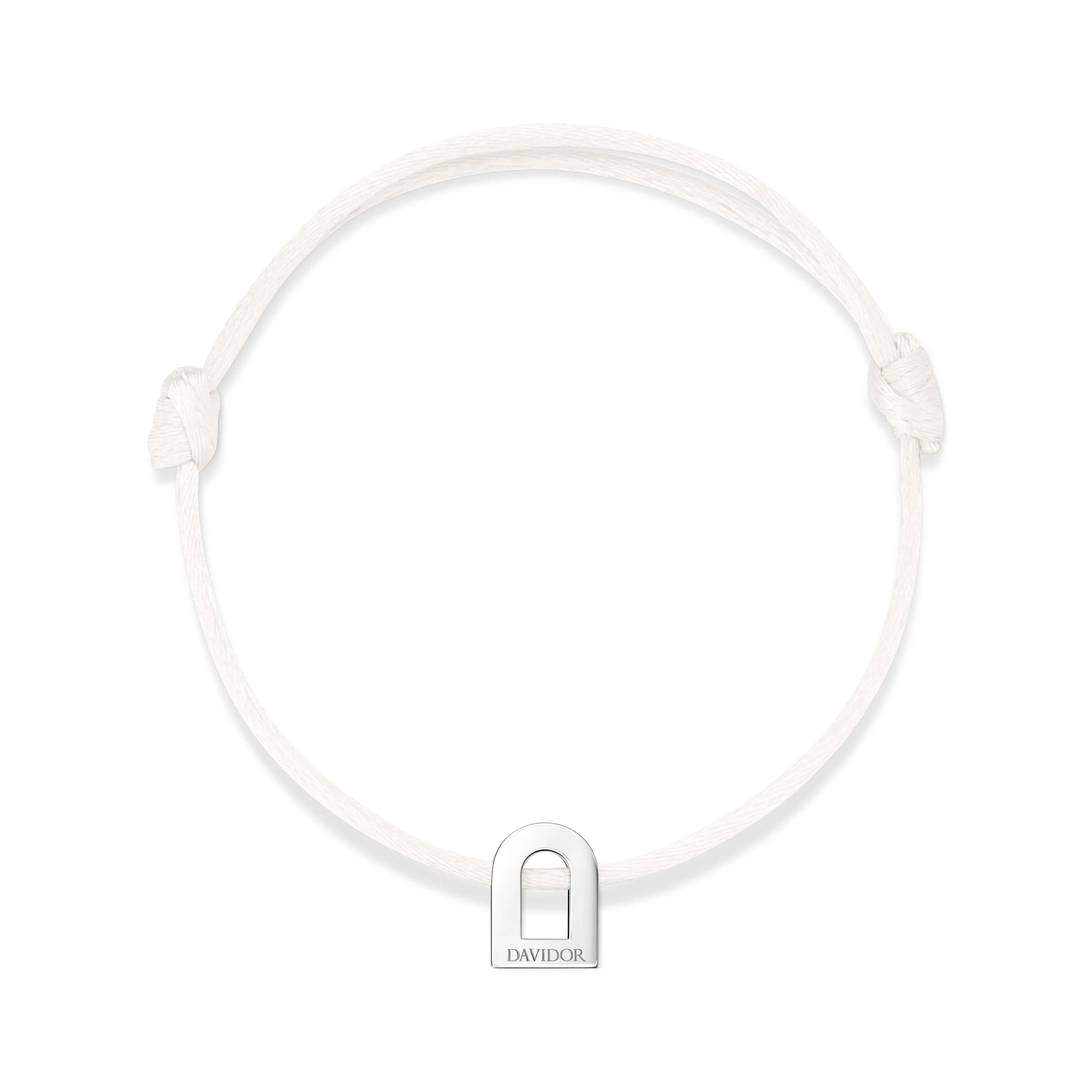 L'Arc Voyage Charm PM, Platinum on Silk Cord Bracelet