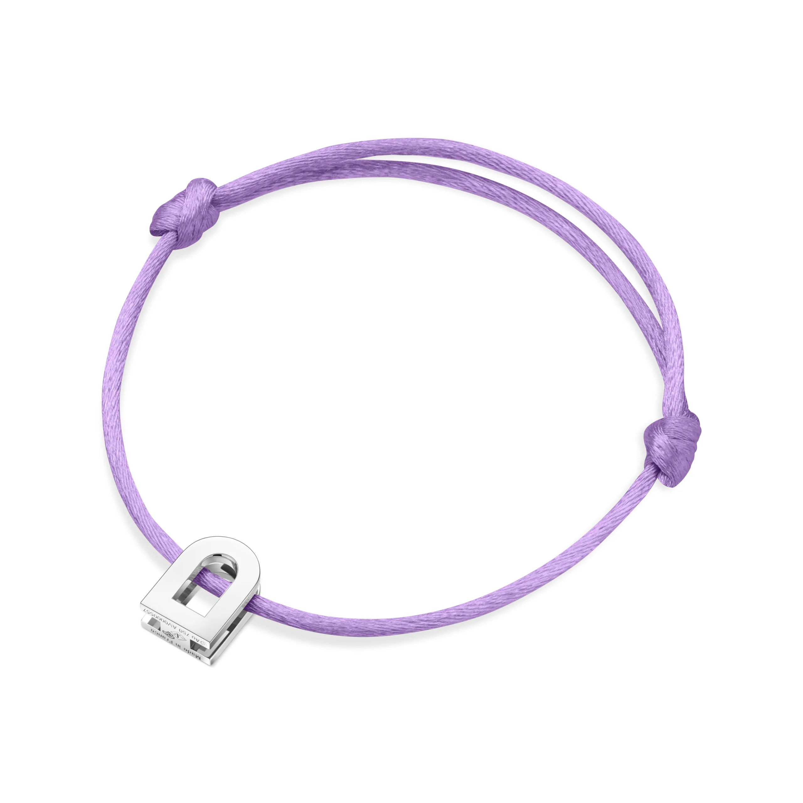 L'Arc Voyage Charm PM, Platinum on Silk Cord Bracelet