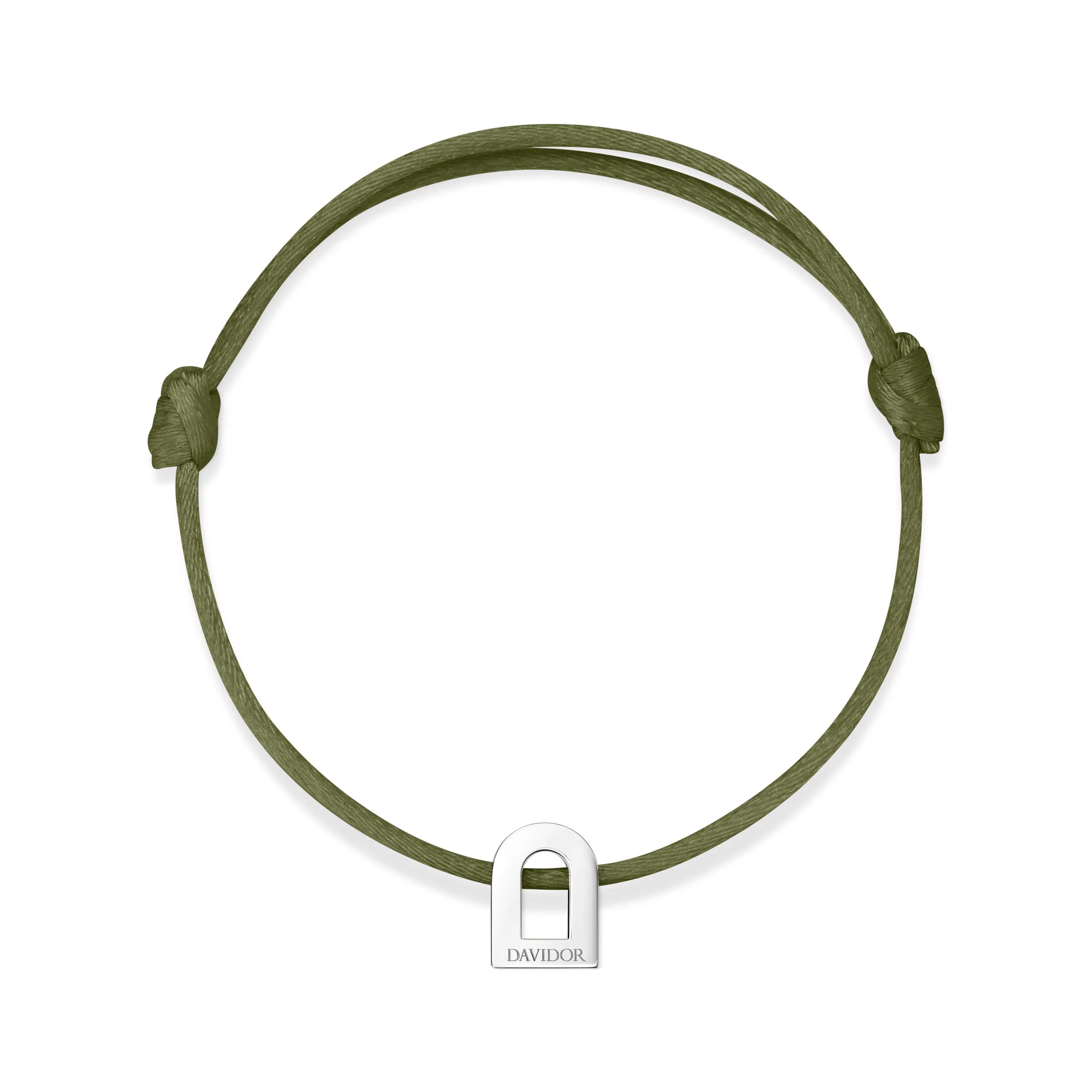 L'Arc Voyage Charm PM, Platinum on Silk Cord Bracelet