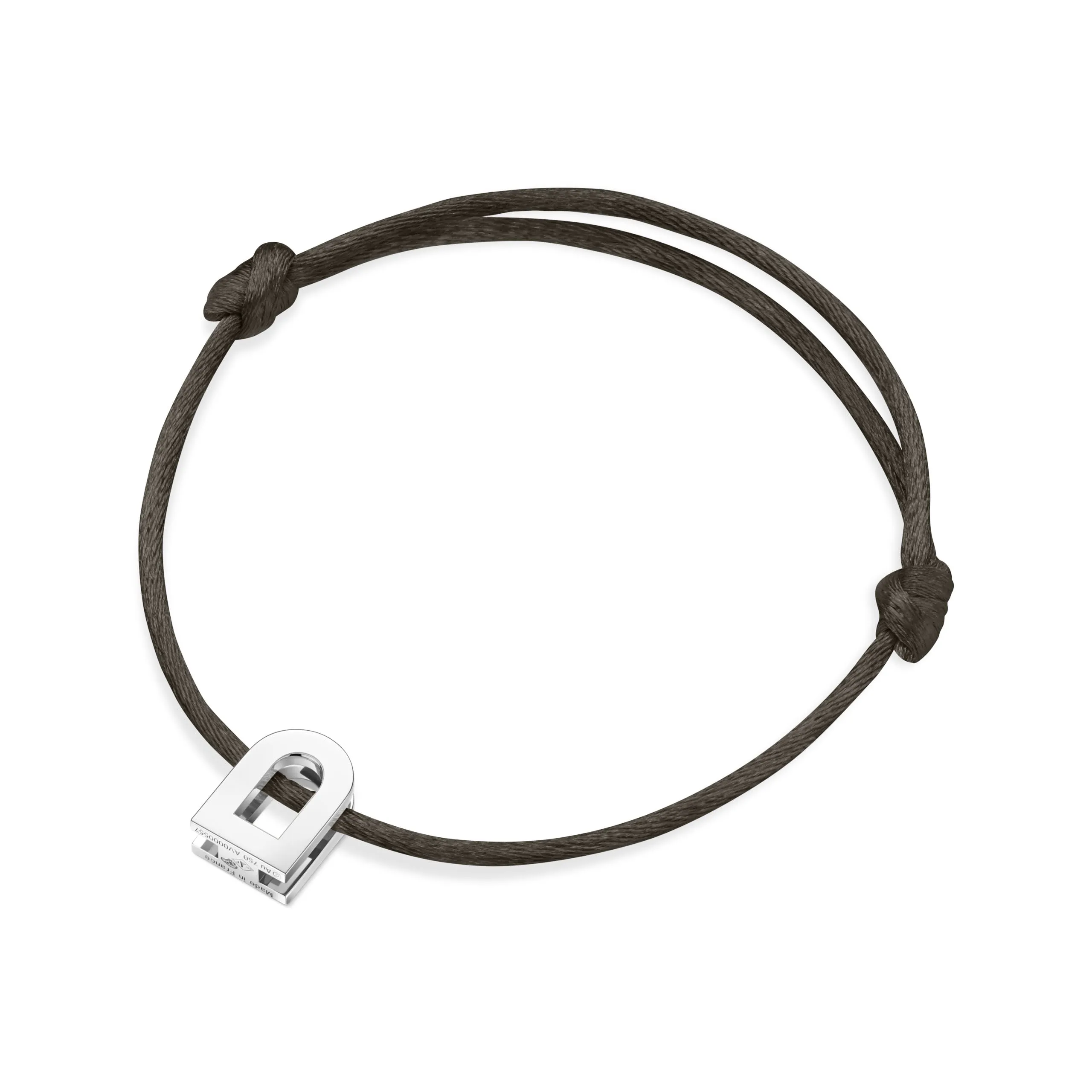 L'Arc Voyage Charm PM, Platinum on Silk Cord Bracelet
