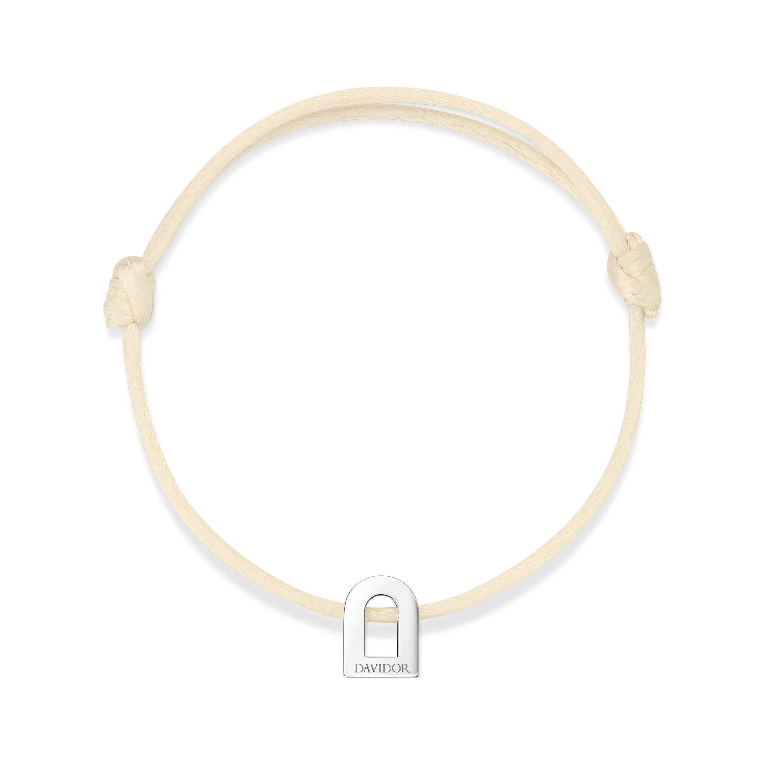 L'Arc Voyage Charm PM, Platinum on Silk Cord Bracelet
