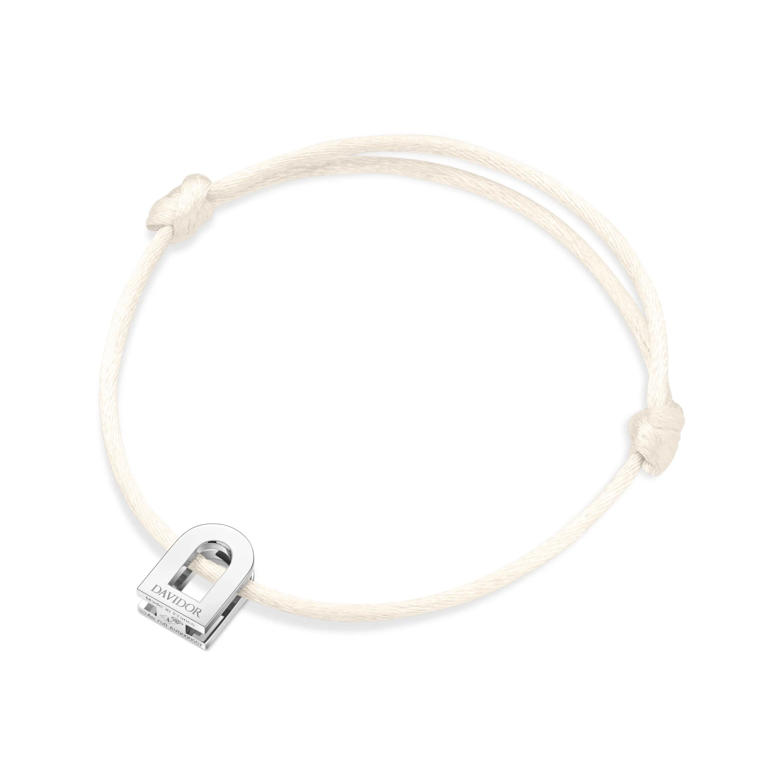 L'Arc Voyage Charm PM, Platinum on Silk Cord Bracelet