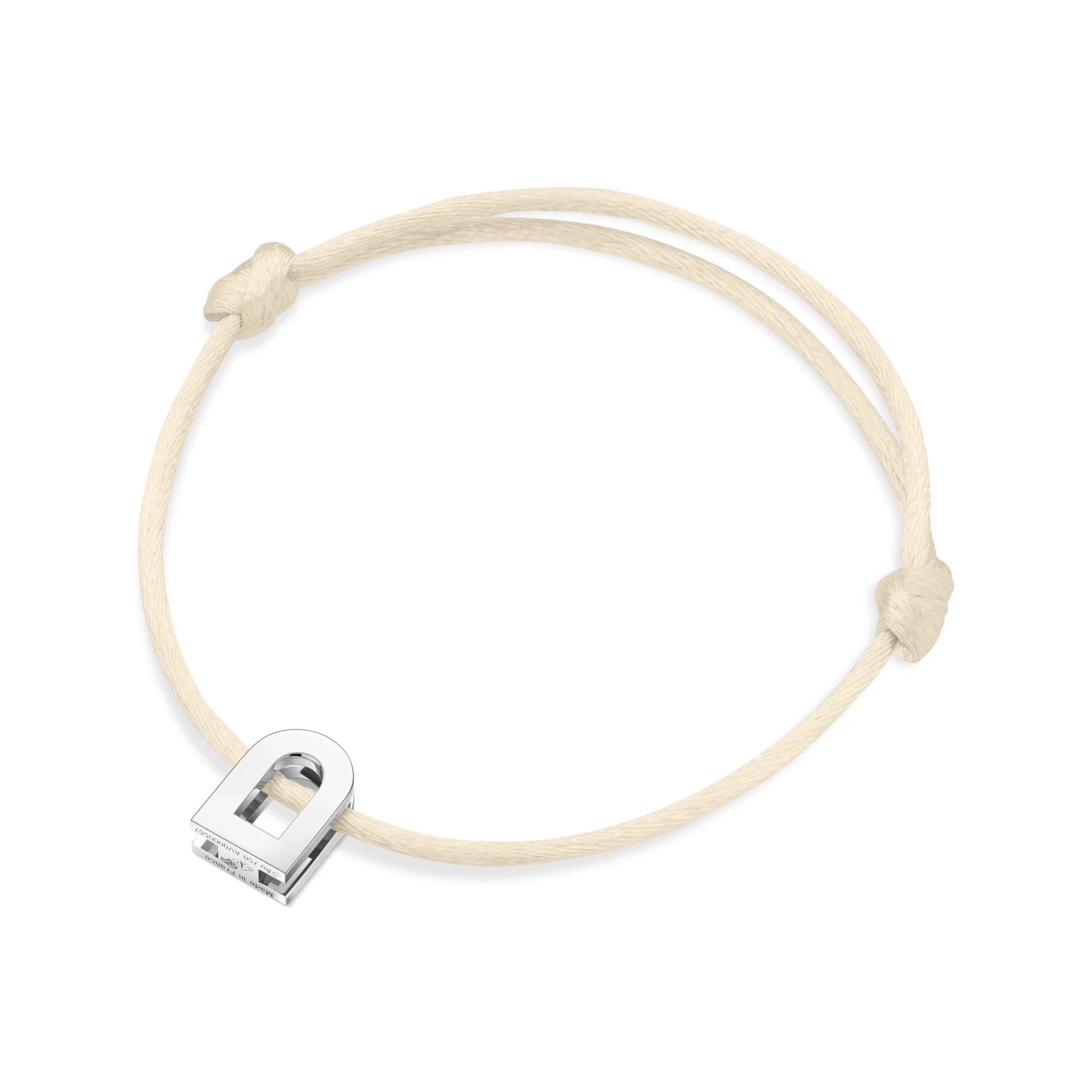 L'Arc Voyage Charm PM, Platinum on Silk Cord Bracelet