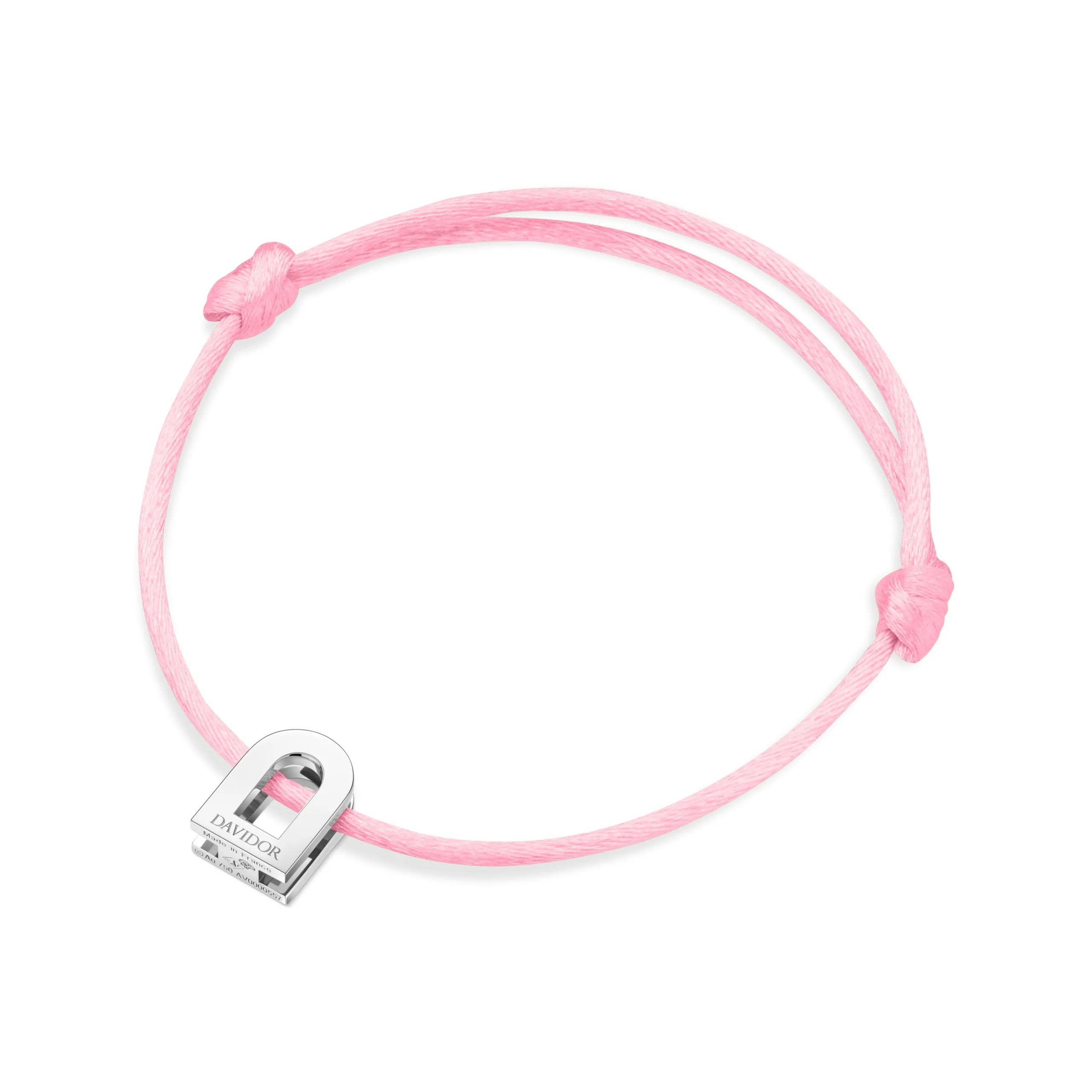 L'Arc Voyage Charm PM, Platinum on Silk Cord Bracelet
