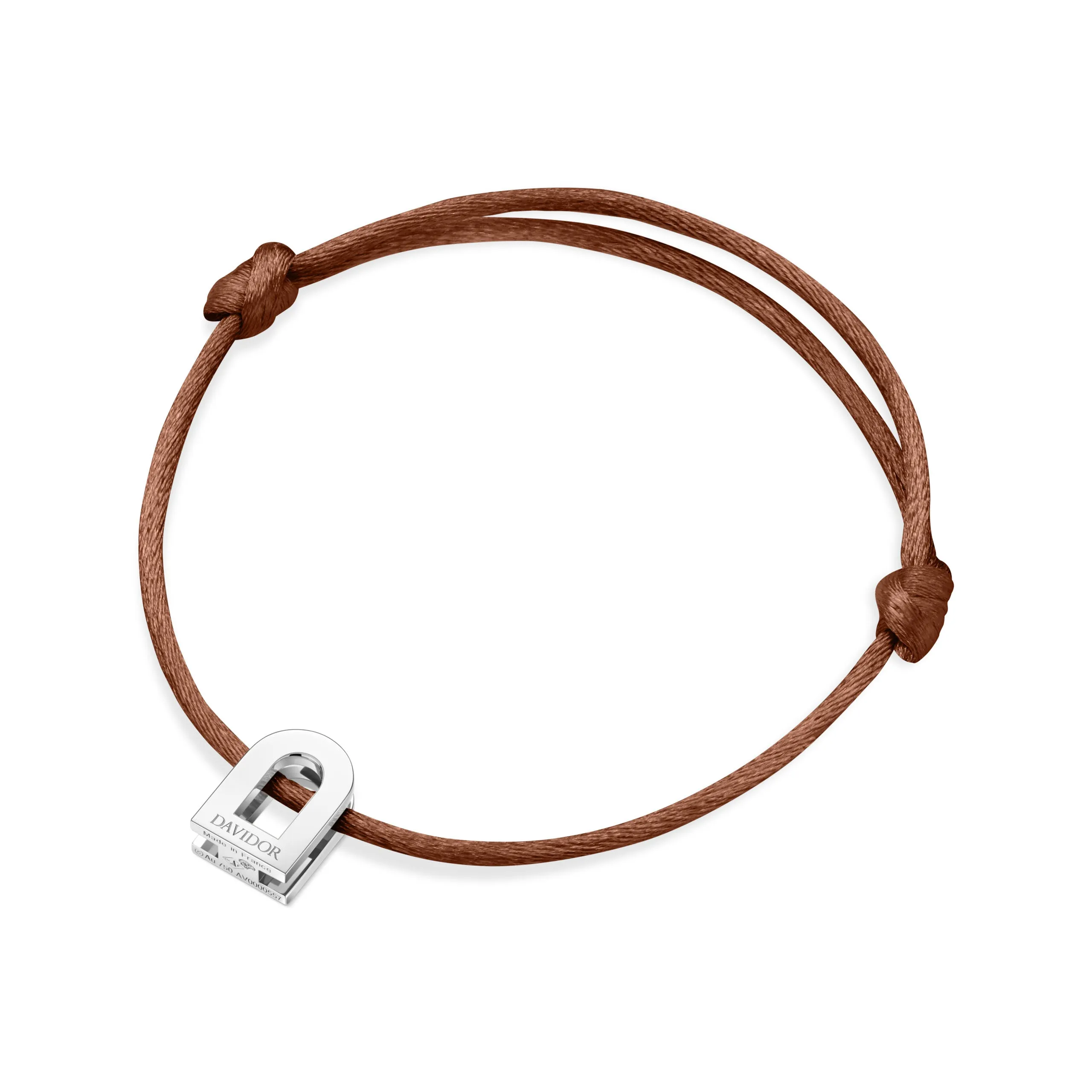 L'Arc Voyage Charm PM, Platinum on Silk Cord Bracelet