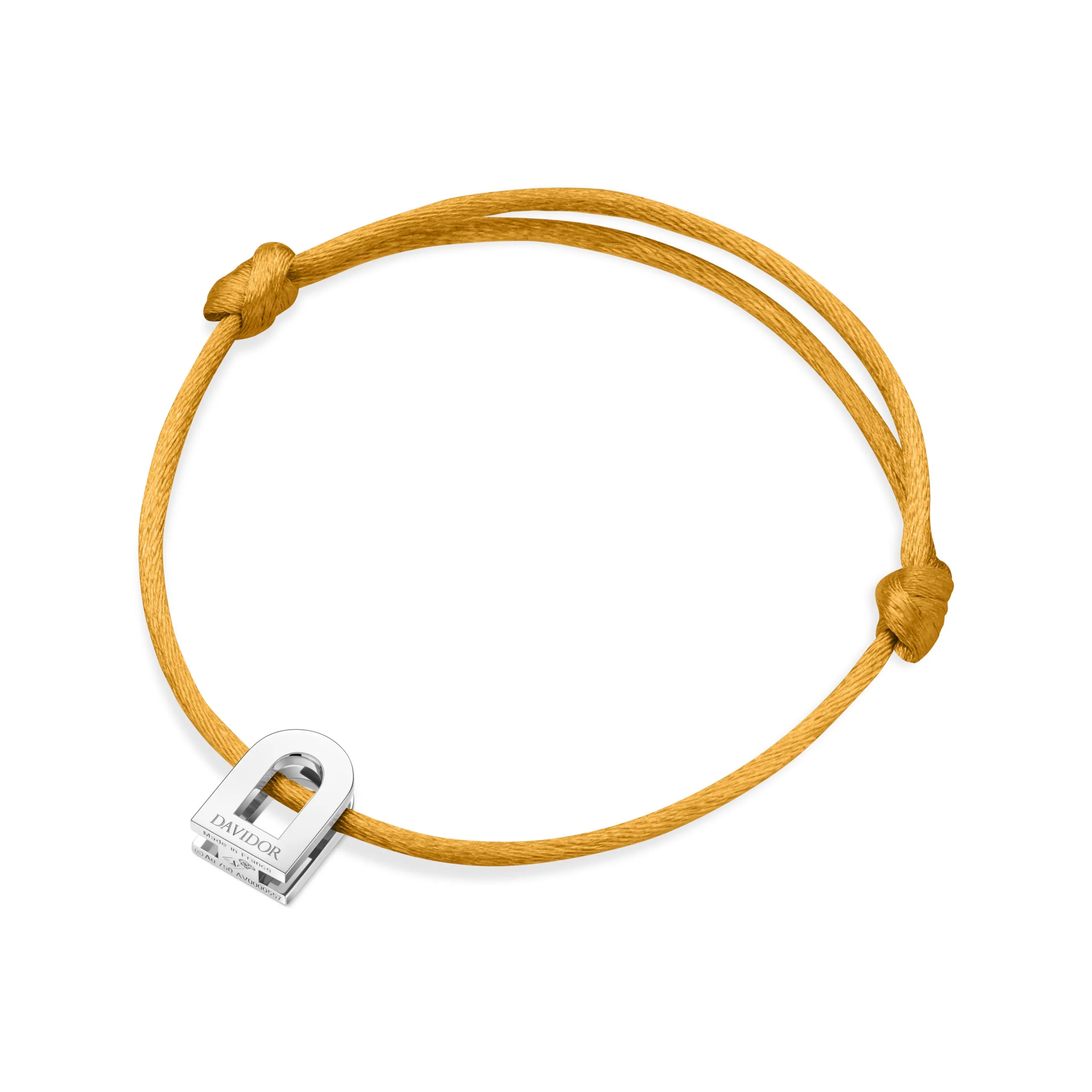 L'Arc Voyage Charm PM, Platinum on Silk Cord Bracelet