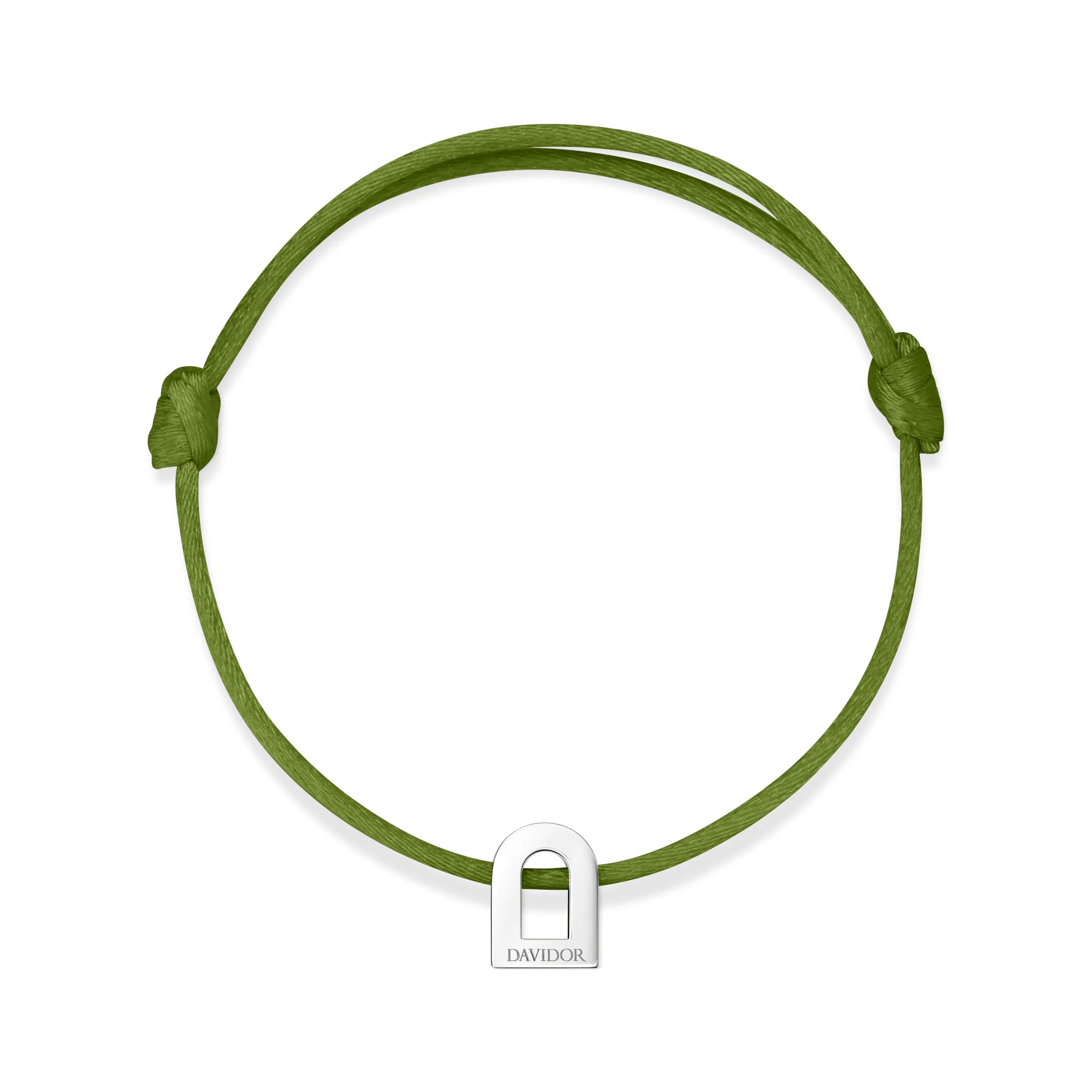 L'Arc Voyage Charm PM, Platinum on Silk Cord Bracelet
