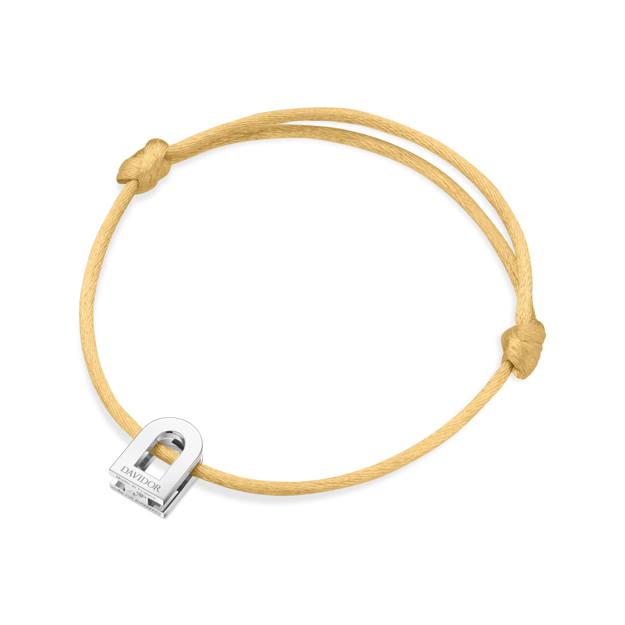 L'Arc Voyage Charm PM, Platinum on Silk Cord Bracelet