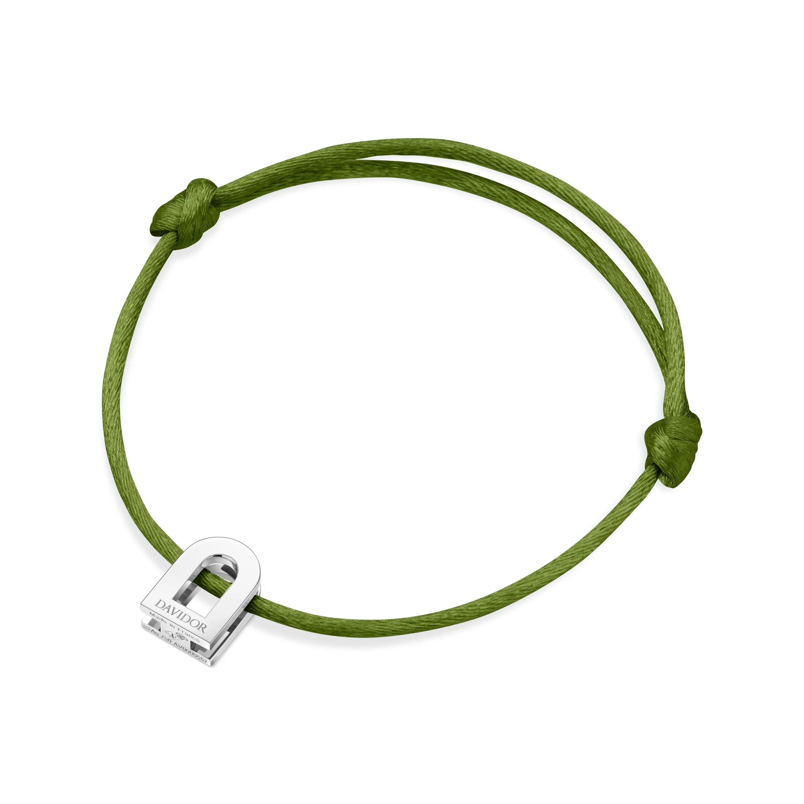 L'Arc Voyage Charm PM, Platinum on Silk Cord Bracelet