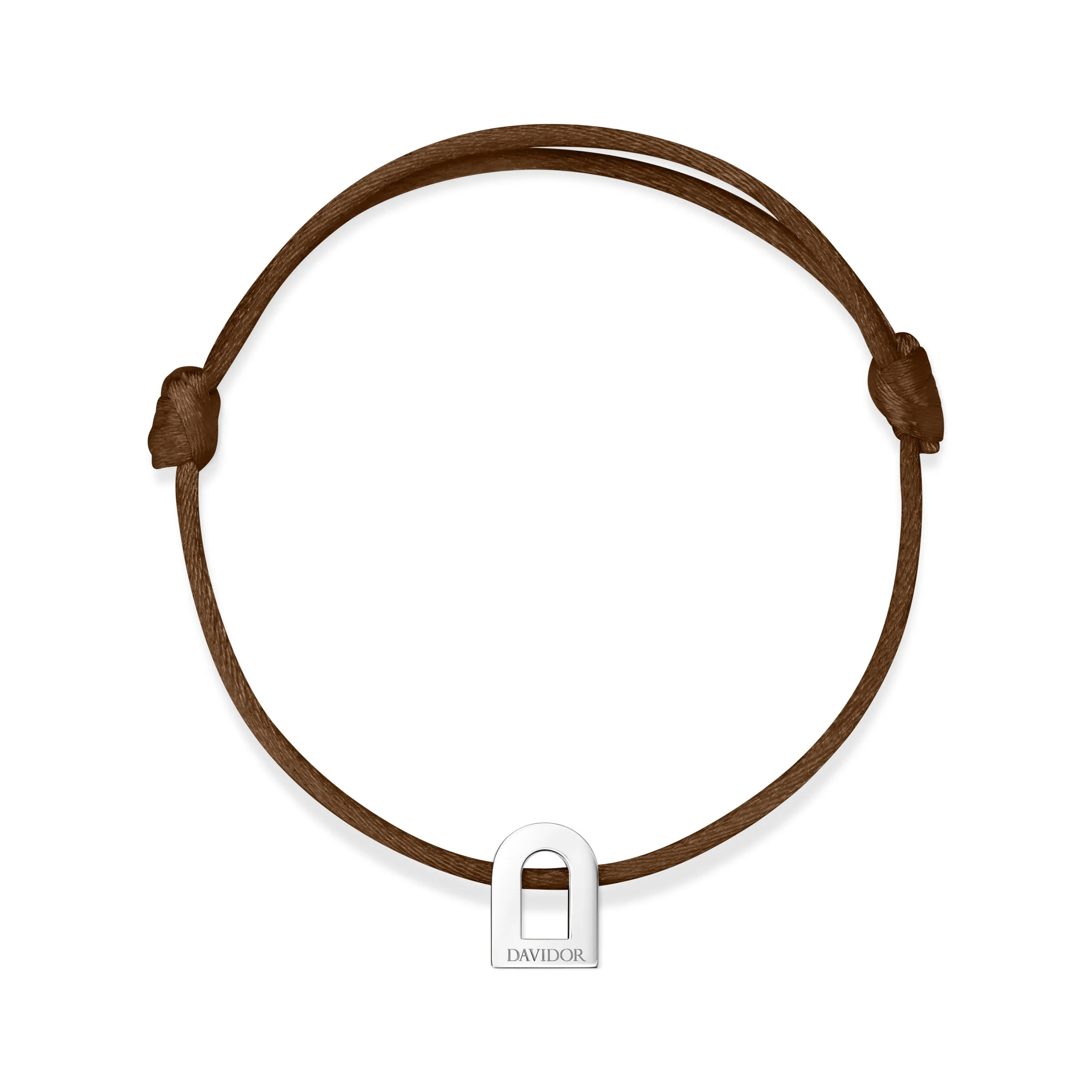 L'Arc Voyage Charm PM, Platinum on Silk Cord Bracelet