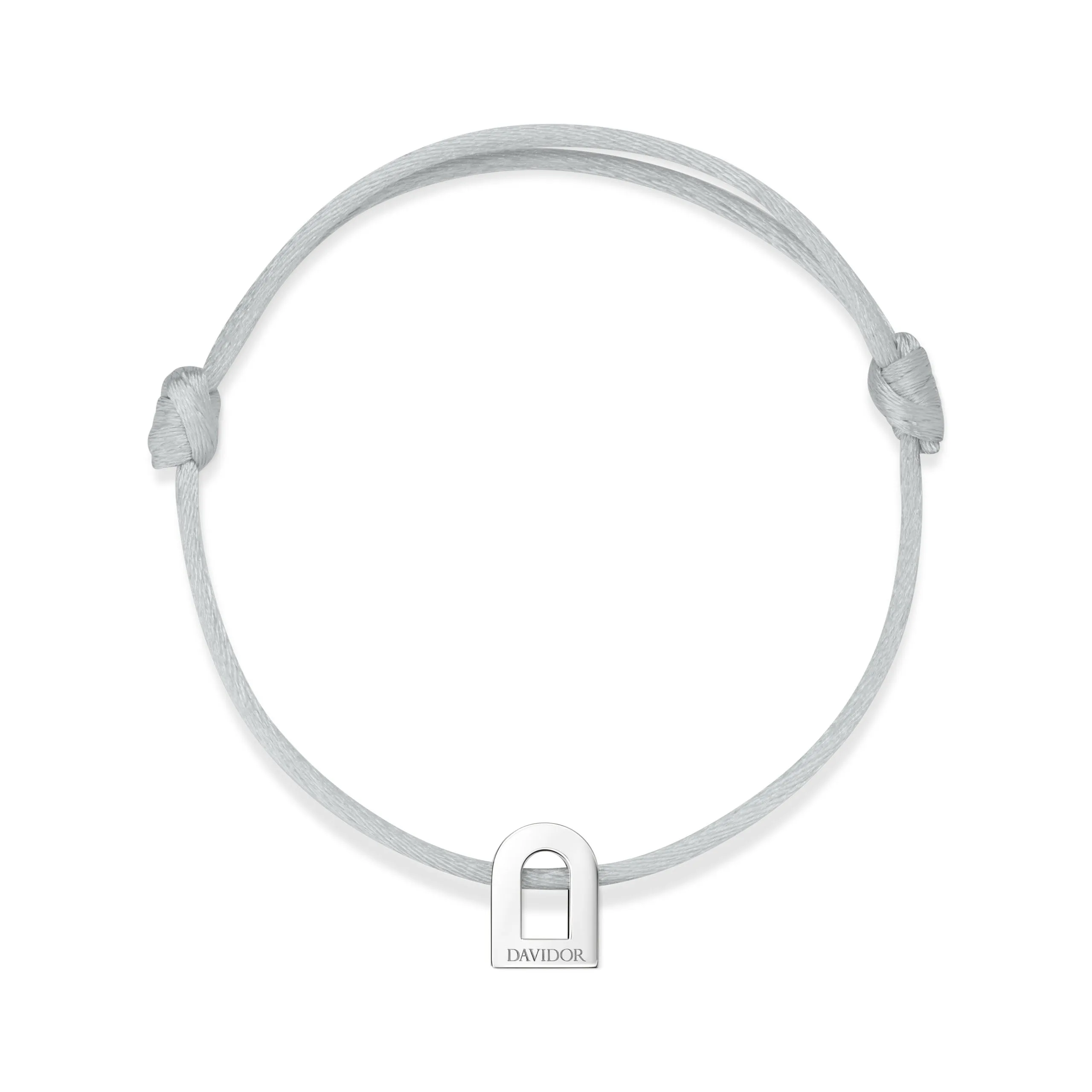 L'Arc Voyage Charm PM, Platinum on Silk Cord Bracelet