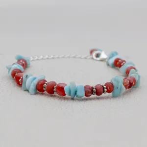Larimar & Pink Opal Beads Bracelet