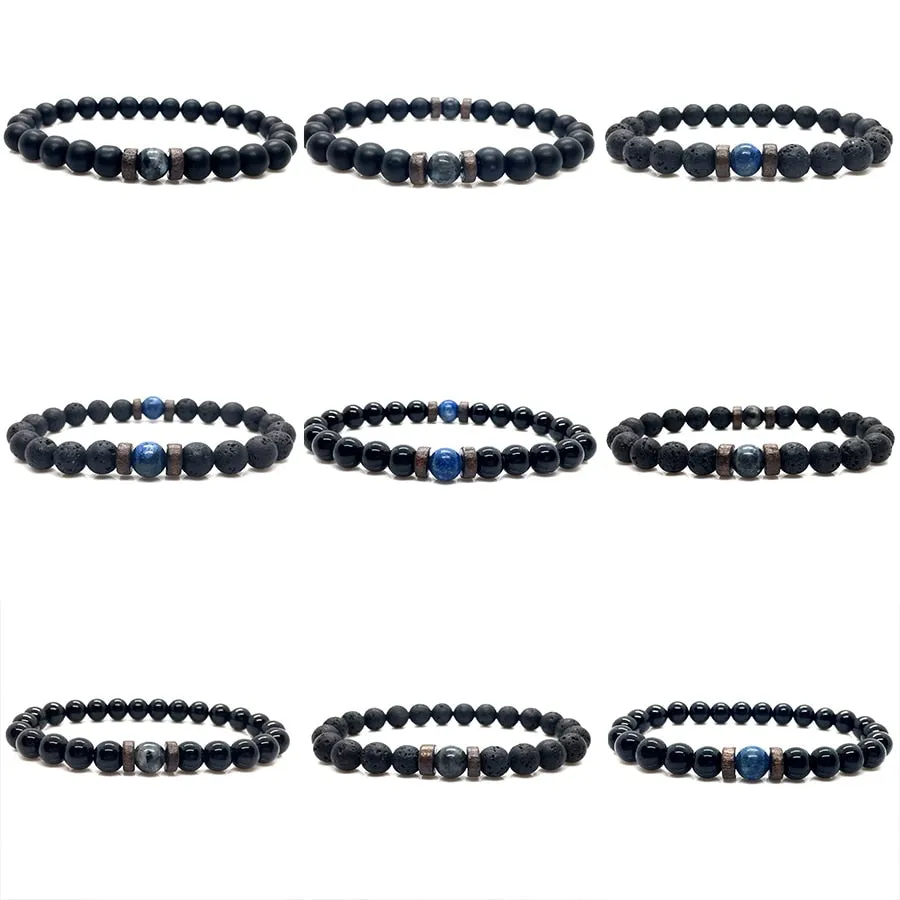 Lava Stone Men Bracelet Natural Moonstone Bead