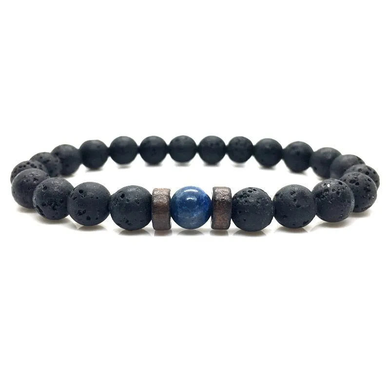Lava Stone Men Bracelet Natural Moonstone Bead