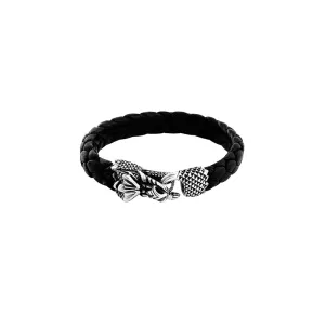 Leather Bracelet with Silver Dragon Clasp - TAX INCLUDED