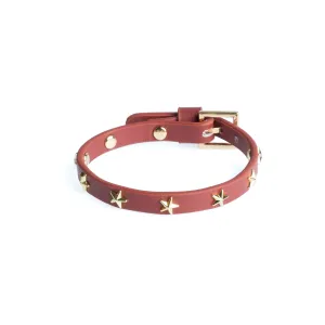 LEATHER STAR STUD BRACELET MINI MAHOGANY