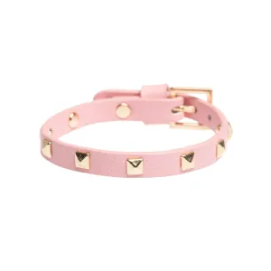 LEATHER STUD BRACELET MINI PALE PINK