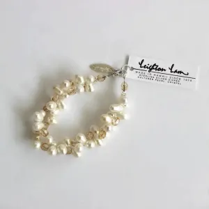 Leighton Lam Designs - 2 Stand Freshwater Pearl Bracelets (White/Gold)