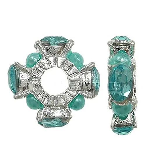 Light Blue Acrylic Stones Charm European Bead Compatible for Most European Snake Chain Bracelet