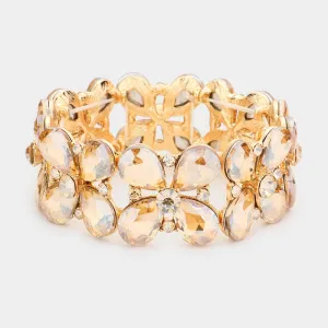 Light Topaz Crystal Teardrop Pageant Stretch Bracelet  | Evening Bracelet |  563694