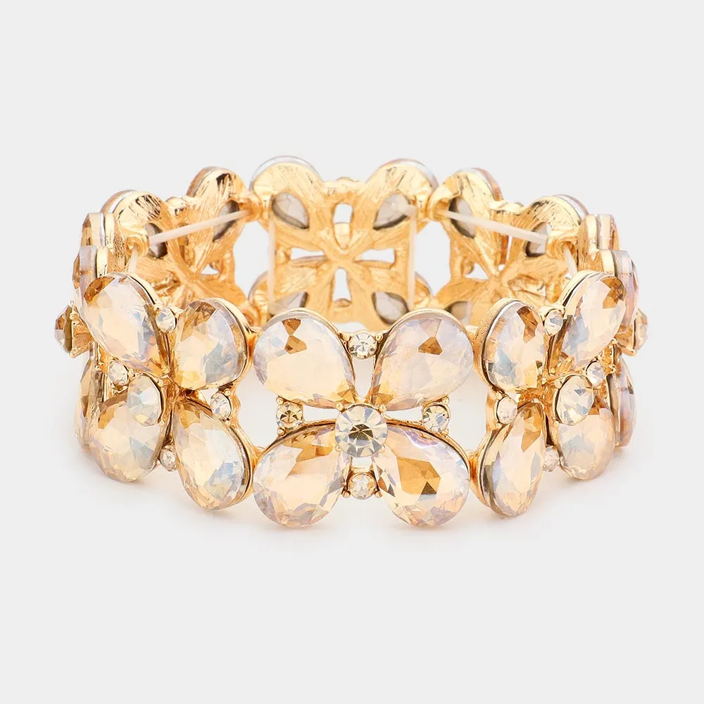 Light Topaz Crystal Teardrop Pageant Stretch Bracelet  | Evening Bracelet |  563694