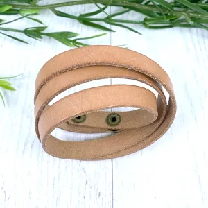 Limited Edition: Triple Wrap Natural Tan Leather Wrap Bracelet, adjustable