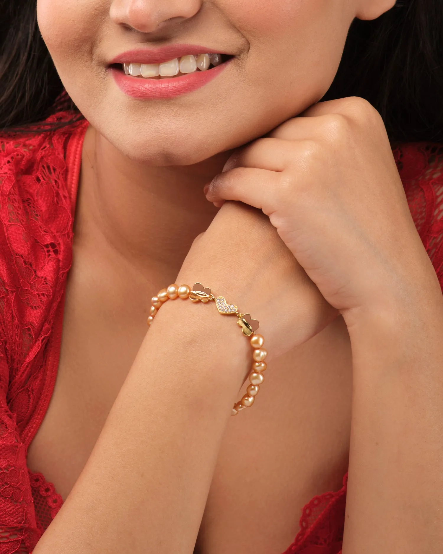Little Heart CZ Pearl Bracelet