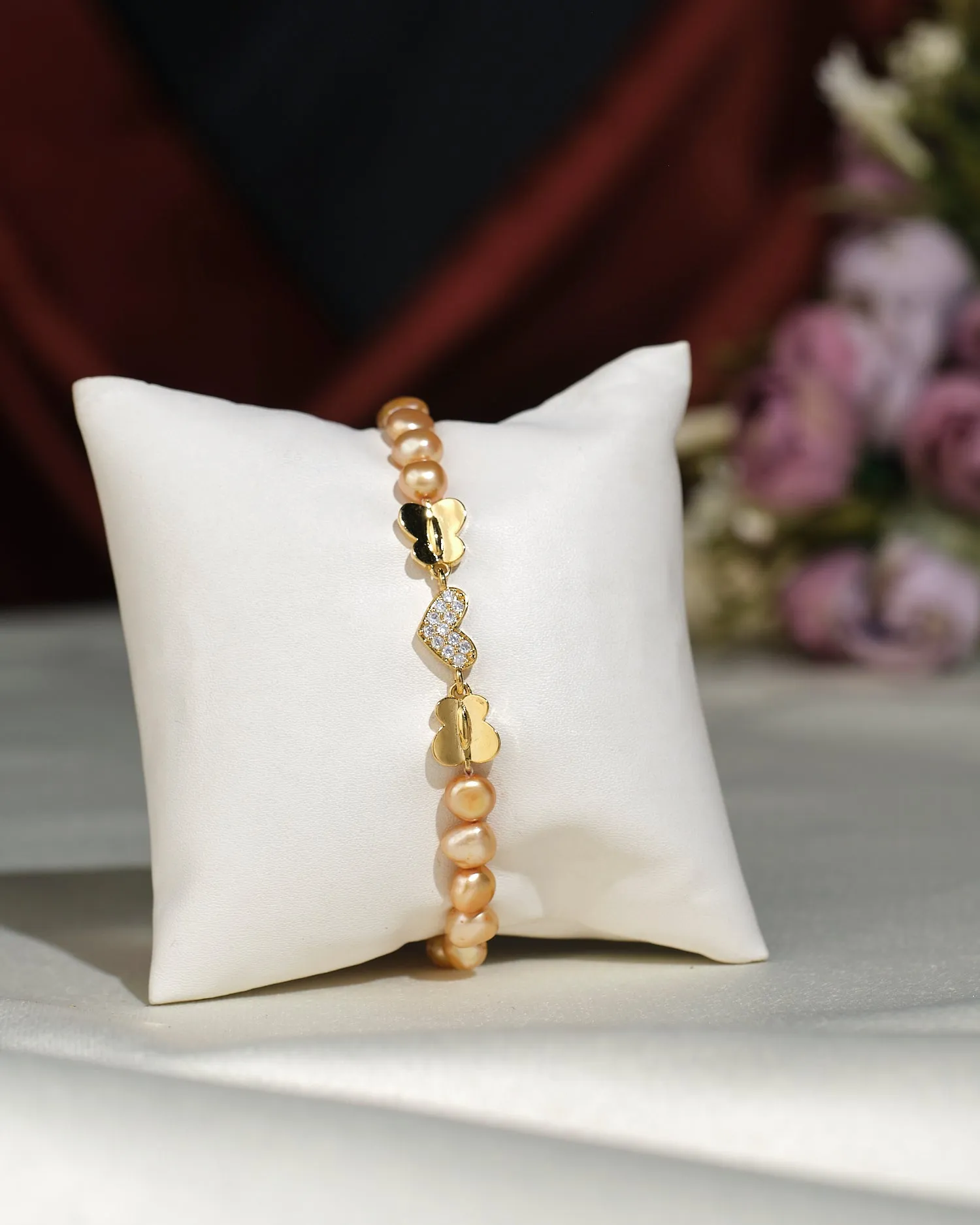 Little Heart CZ Pearl Bracelet