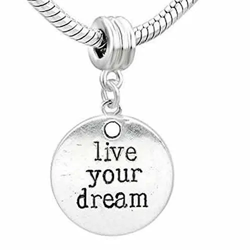 Live Your Dream European Bead Compatible for Most European Snake Chain Bracelet