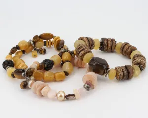 Lot of 3 Retired Silpada Beaded Stretch Bracelets - AS IS - B1775 B1362 B1847