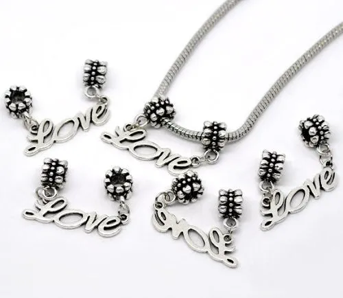 Love Dangle European Bead Compatible for Most European Snake Chain Bracelet