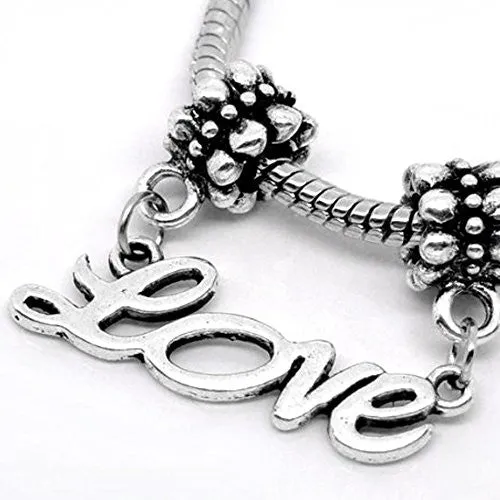 Love Dangle European Bead Compatible for Most European Snake Chain Bracelet