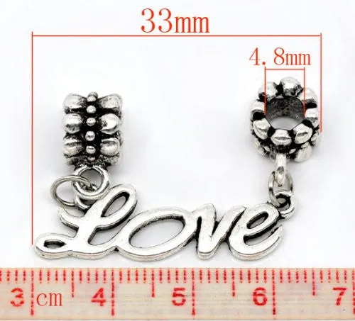 Love Dangle European Bead Compatible for Most European Snake Chain Bracelet