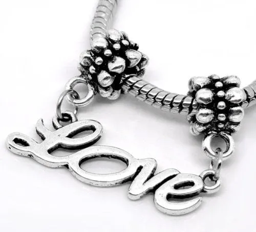 Love Dangle European Bead Compatible for Most European Snake Chain Bracelet