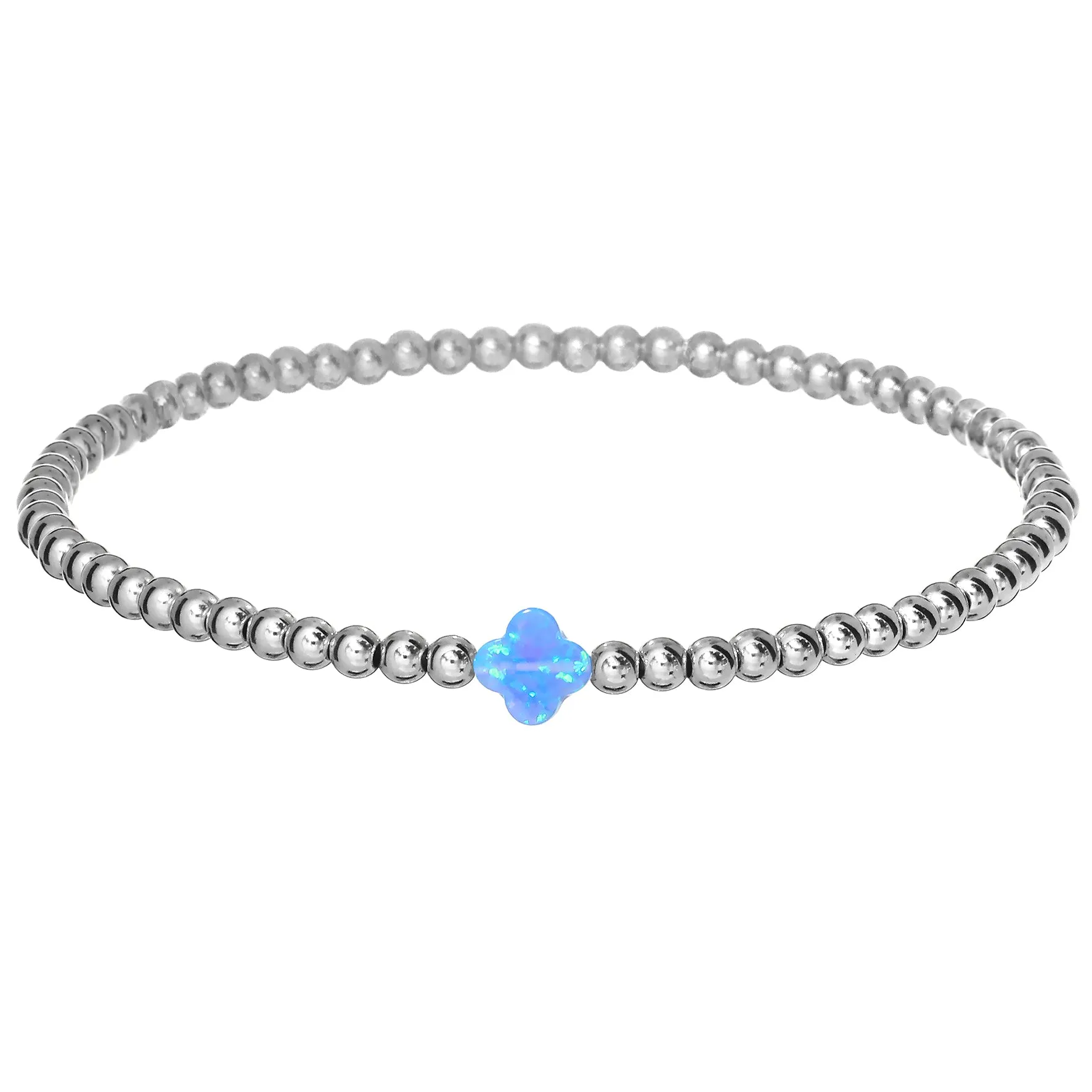 LUCKY CLOVER | Opal Charm and 14K Gold Filled Beads Bracelet - Small