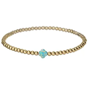 LUCKY CLOVER | Opal Charm and 14K Gold Filled Beads Bracelet - Small