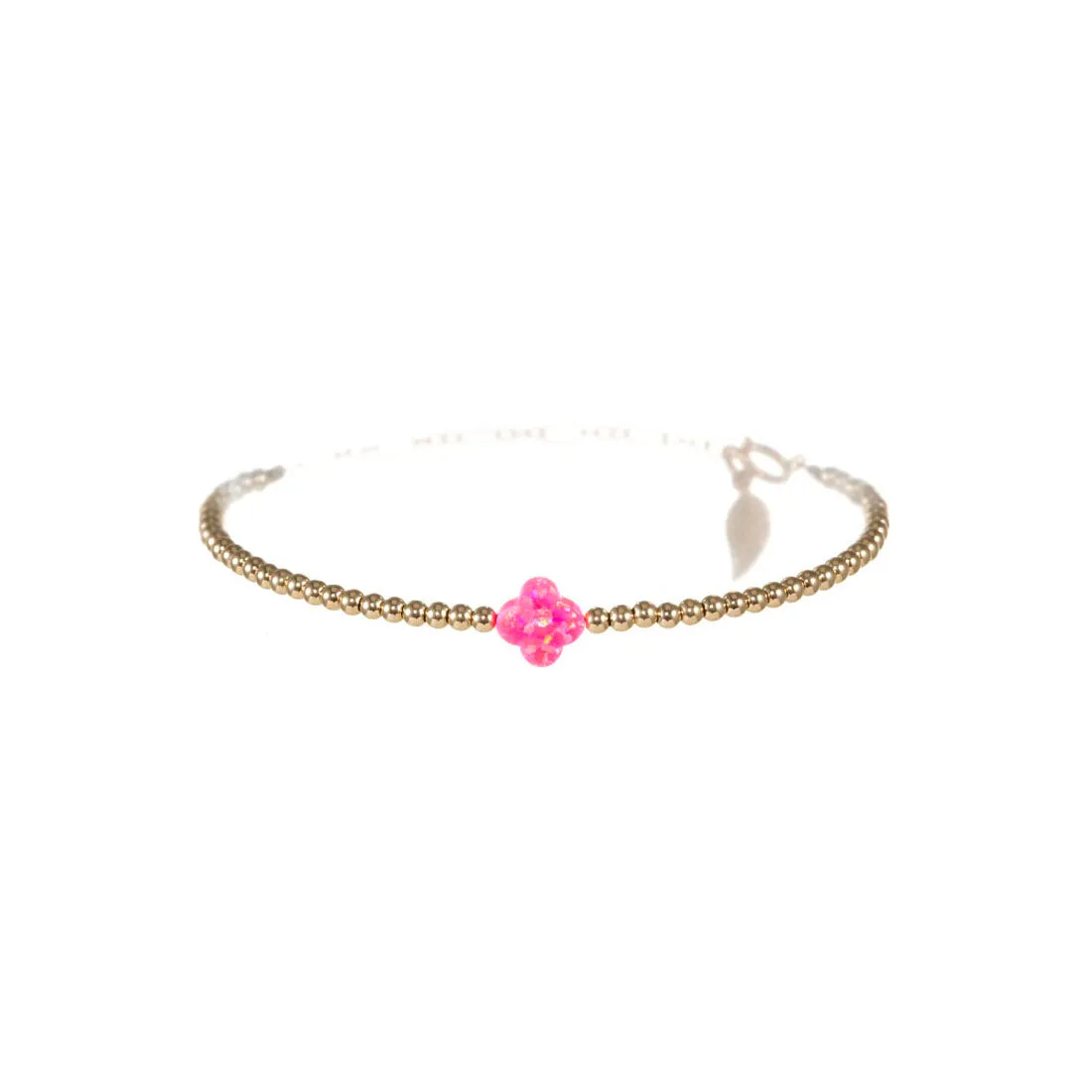 LUCKY CLOVER | Opal Charm and 14K Gold Filled Beads Bracelet - Small