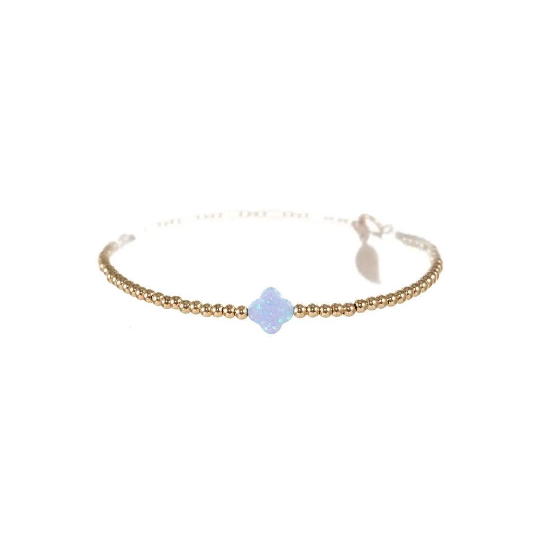 LUCKY CLOVER | Opal Charm and 14K Gold Filled Beads Bracelet - Small