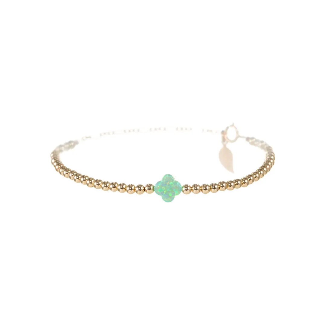 LUCKY CLOVER | Opal Charm and 14K Gold Filled Beads Bracelet - Small