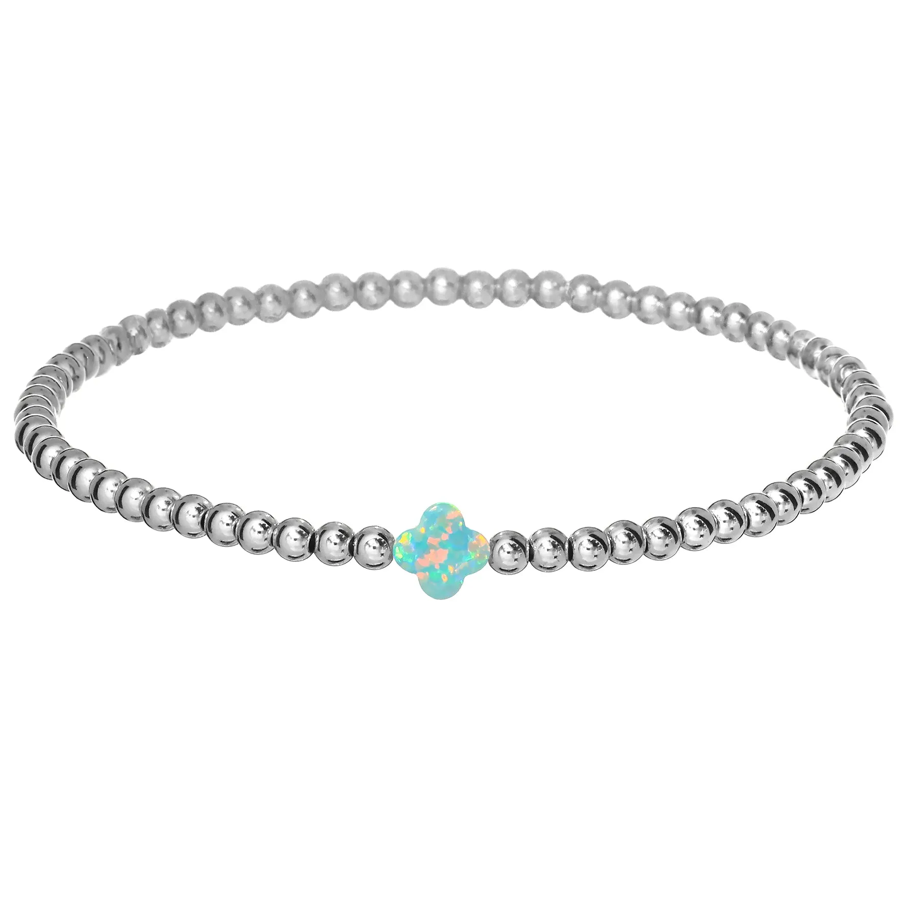 LUCKY CLOVER | Opal Charm and 14K Gold Filled Beads Bracelet - Small