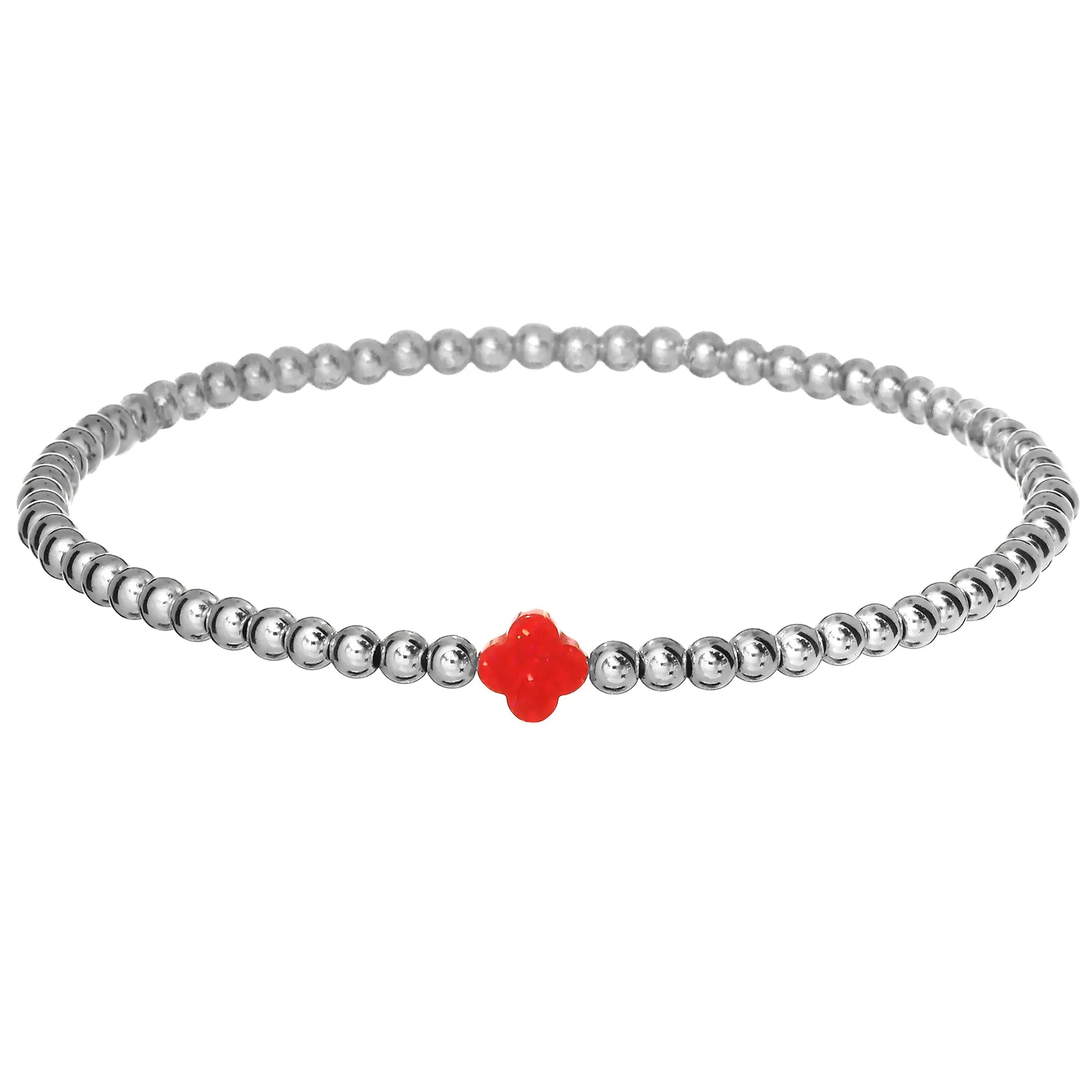 LUCKY CLOVER | Opal Charm and 14K Gold Filled Beads Bracelet - Small