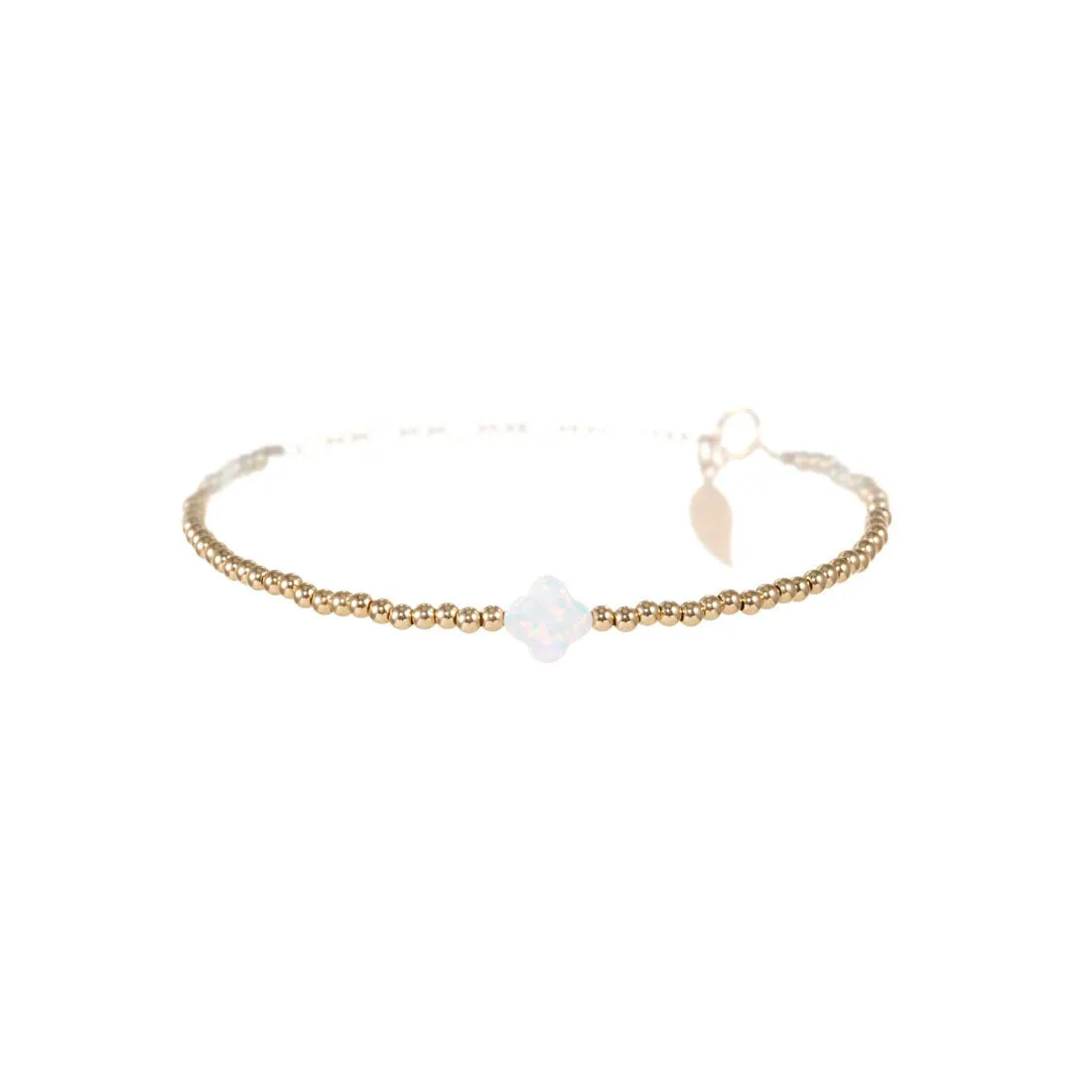 LUCKY CLOVER | Opal Charm and 14K Gold Filled Beads Bracelet - Small